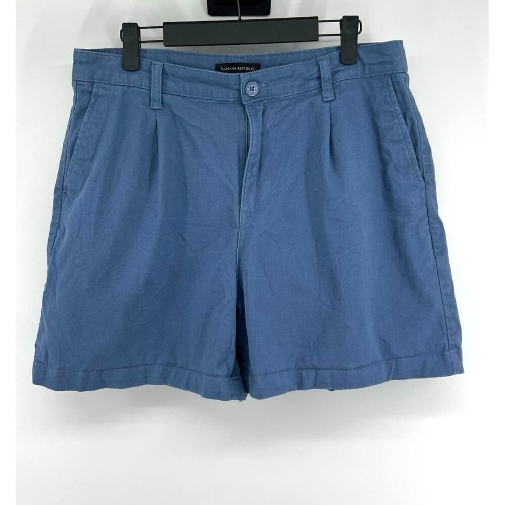 Banana Republic Women's Cotton Chino Shorts Size 10 Blue Coastal Preppy